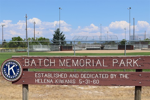 Wood sign at Batch Memorial Park.