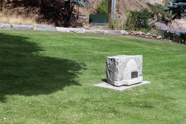 Stone monument at Heritage Park.